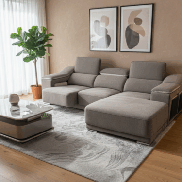 Nantes [Headrest Adjustable Sofa | Free 4 stools | Furniture & Home Decor]