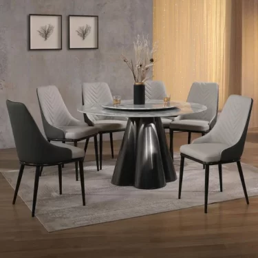 Crystal Marble Round Dining Table Set | Home Dining Room Furniture